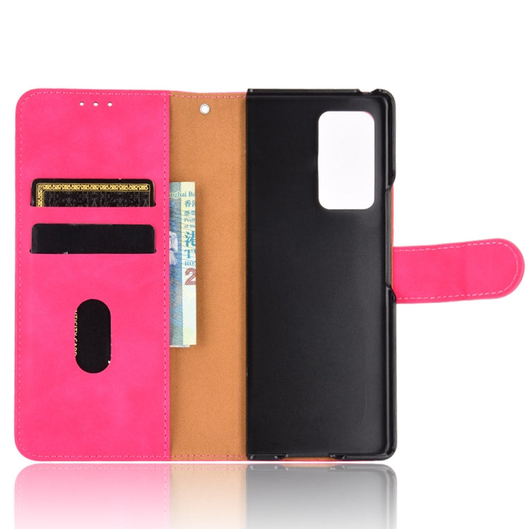 For Samsung Galaxy Z Fold2 5G Solid Color Skin Feel Magnetic Buckle Horizontal Flip Calf Texture PU Leather Case with Holder & Card Slots & Wallet