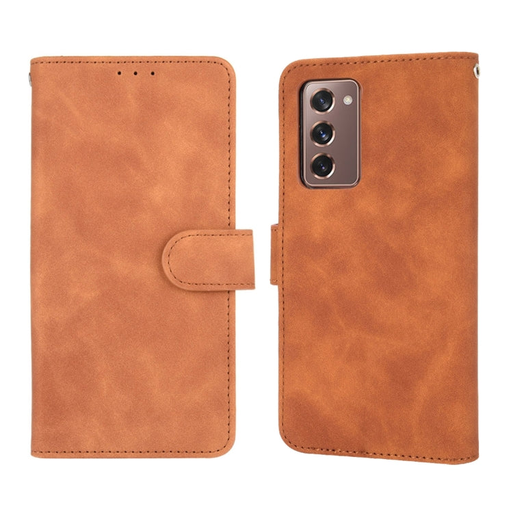 For Samsung Galaxy Z Fold2 5G Solid Color Skin Feel Magnetic Buckle Horizontal Flip Calf Texture PU Leather Case with Holder & Card Slots & Wallet