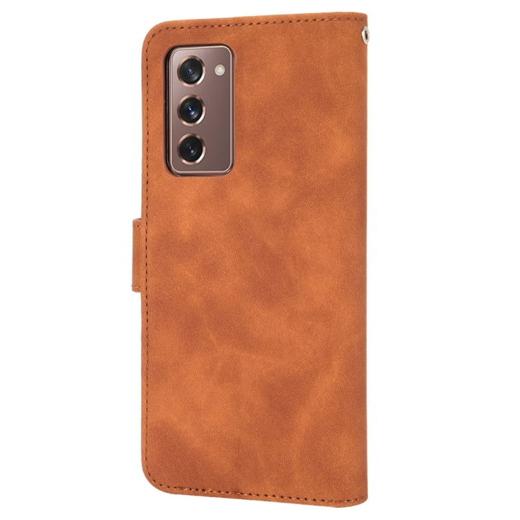 For Samsung Galaxy Z Fold2 5G Solid Color Skin Feel Magnetic Buckle Horizontal Flip Calf Texture PU Leather Case with Holder & Card Slots & Wallet