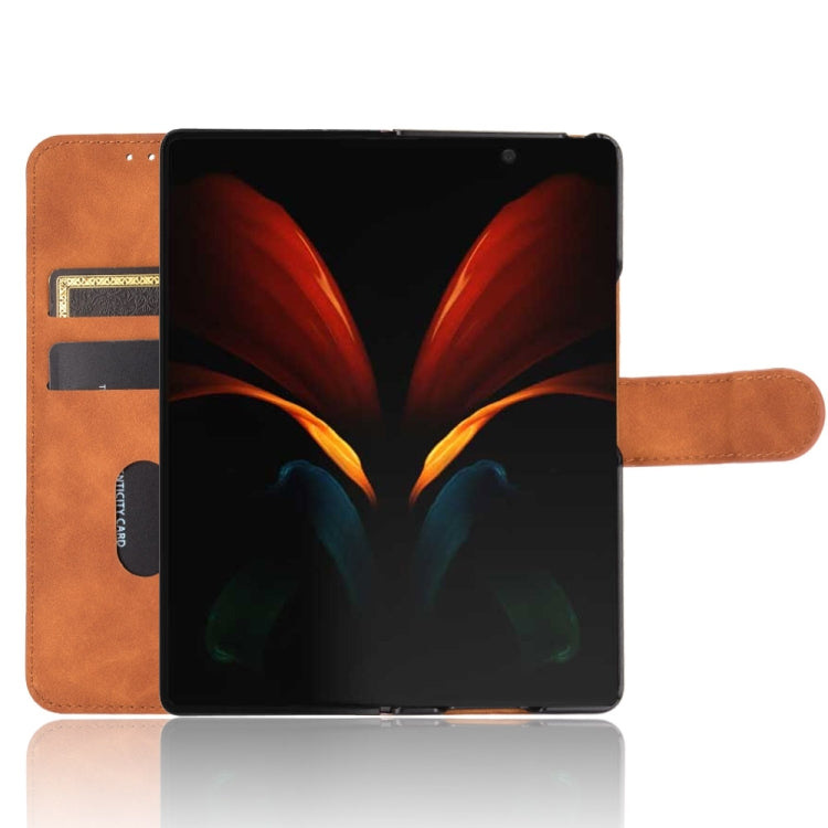 For Samsung Galaxy Z Fold2 5G Solid Color Skin Feel Magnetic Buckle Horizontal Flip Calf Texture PU Leather Case with Holder & Card Slots & Wallet