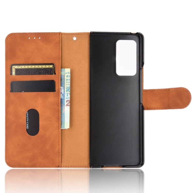 For Samsung Galaxy Z Fold2 5G Solid Color Skin Feel Magnetic Buckle Horizontal Flip Calf Texture PU Leather Case with Holder & Card Slots & Wallet
