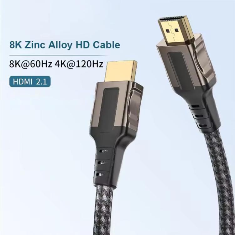 HDMI 2.1 Male to Male 8K 60Hz Zinc Alloy HD Video Cable for Laptop Projector TV Monitor, Length:1m
