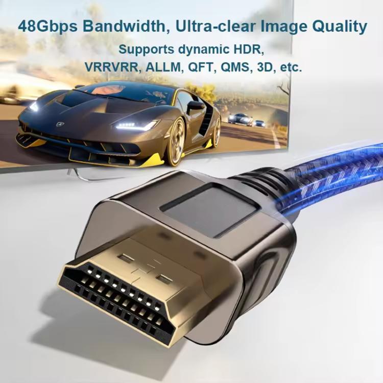 HDMI 2.1 Male to Male 8K 60Hz Zinc Alloy HD Video Cable for Laptop Projector TV Monitor, Length:1m