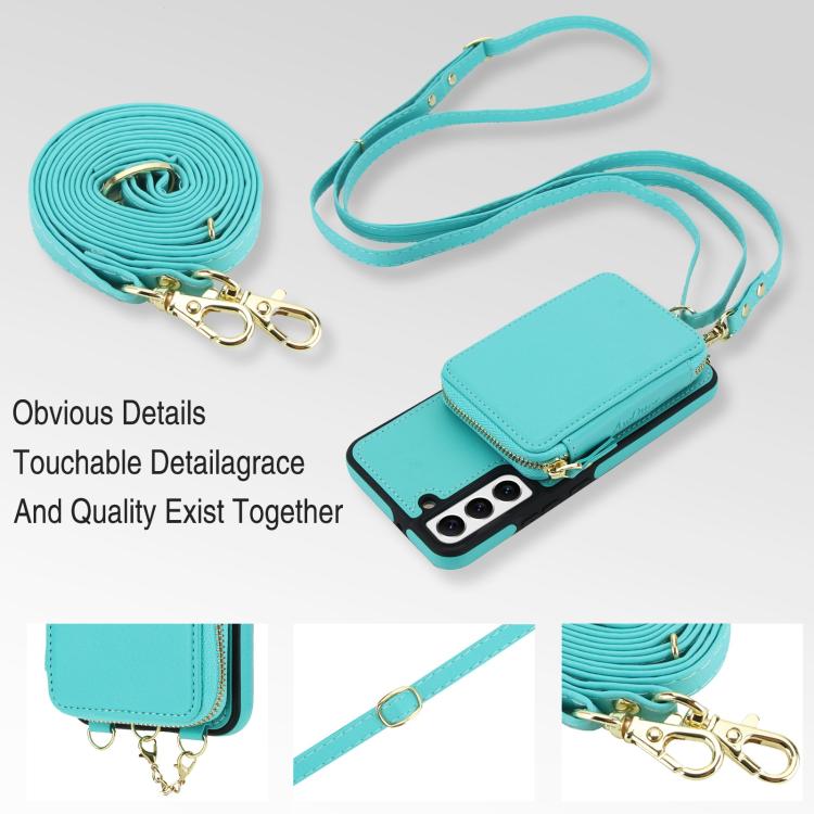 For Samsung Galaxy S22 5G AwQuer 2 in 1 Crossbody Zipper Wallet Leather Back Phone Case