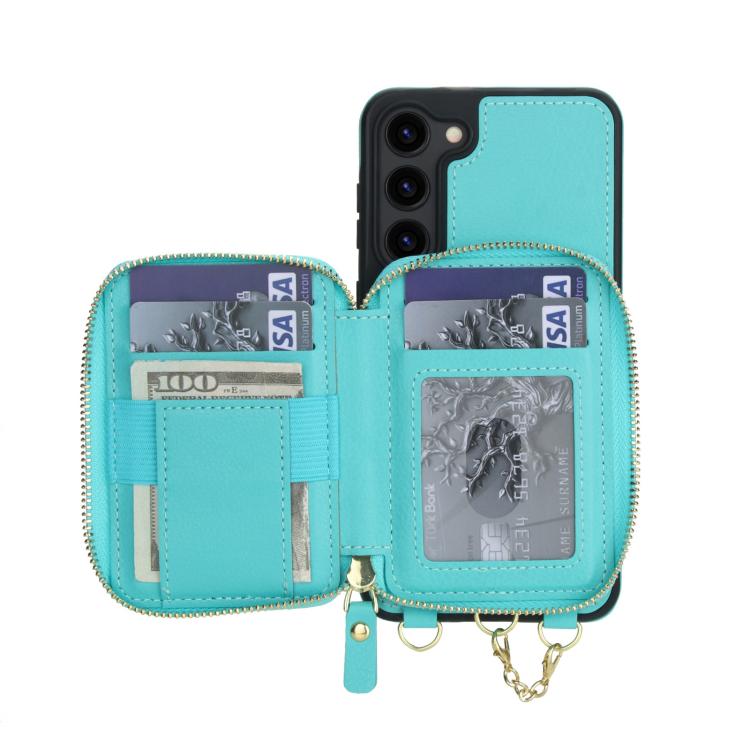 For Samsung Galaxy S23 5G AwQuer 2 in 1 Crossbody Zipper Wallet Leather Back Phone Case