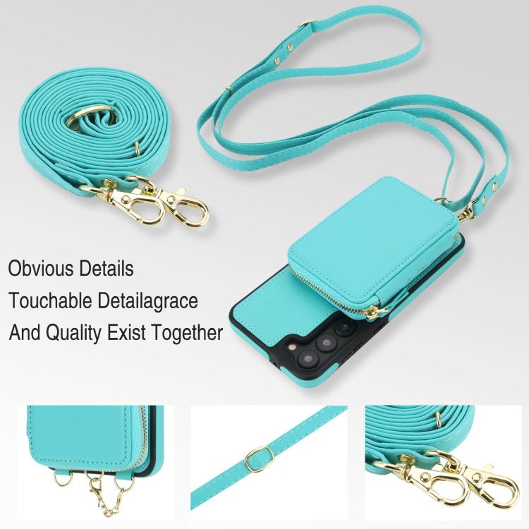 For Samsung Galaxy S23 5G AwQuer 2 in 1 Crossbody Zipper Wallet Leather Back Phone Case