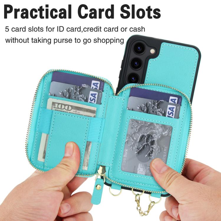 For Samsung Galaxy S23 5G AwQuer 2 in 1 Crossbody Zipper Wallet Leather Back Phone Case