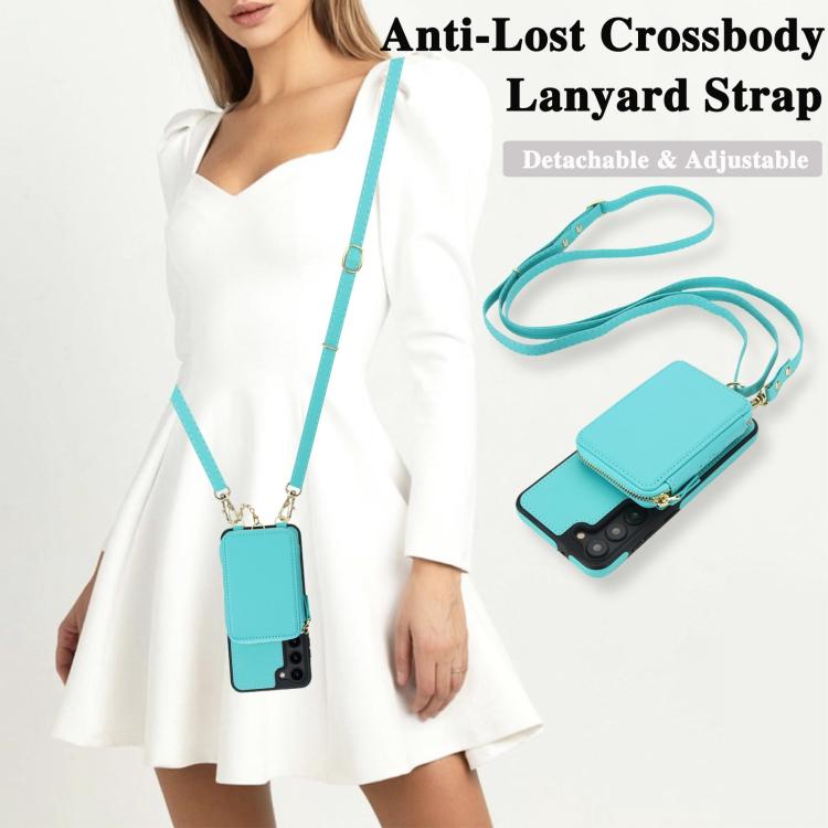 For Samsung Galaxy S23 5G AwQuer 2 in 1 Crossbody Zipper Wallet Leather Back Phone Case