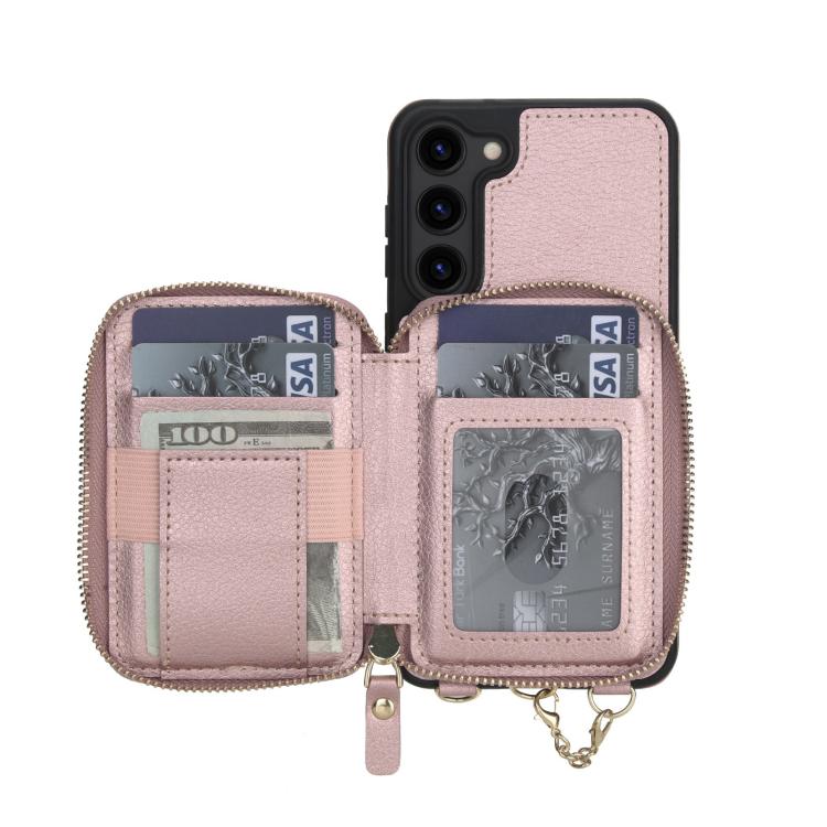 For Samsung Galaxy S23 5G AwQuer 2 in 1 Crossbody Zipper Wallet Leather Back Phone Case