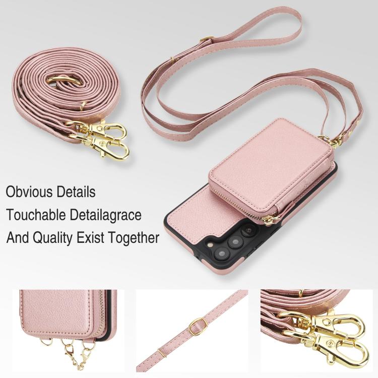 For Samsung Galaxy S23 5G AwQuer 2 in 1 Crossbody Zipper Wallet Leather Back Phone Case