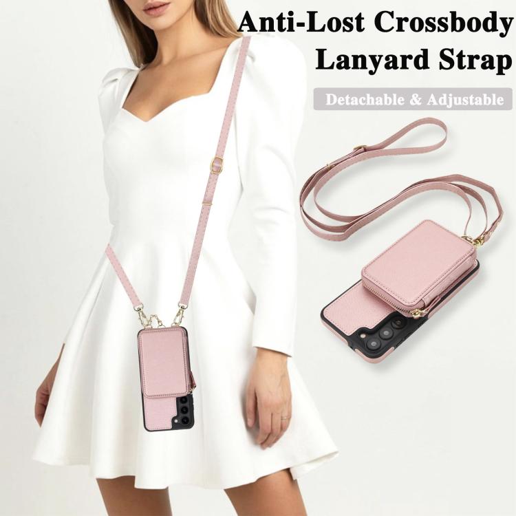 For Samsung Galaxy S23 5G AwQuer 2 in 1 Crossbody Zipper Wallet Leather Back Phone Case