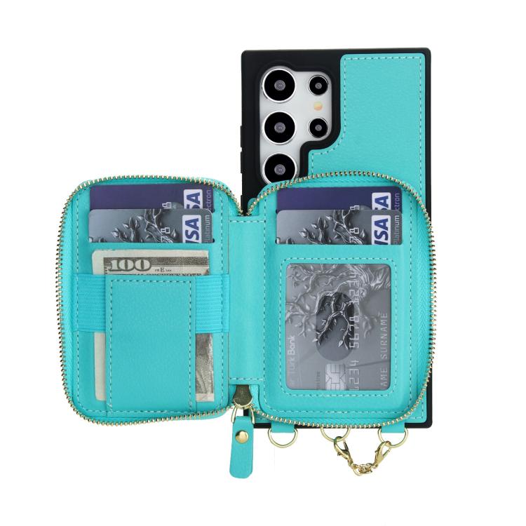 For Samsung Galaxy S23 Ultra 5G AwQuer 2 in 1 Crossbody Zipper Wallet Leather Back Phone Case