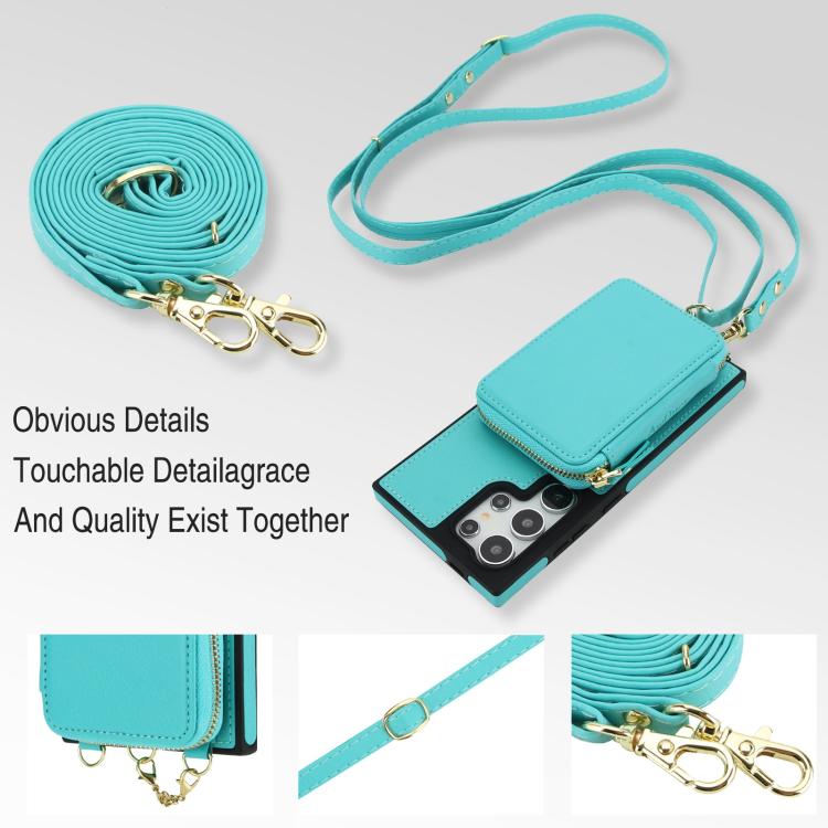 For Samsung Galaxy S23 Ultra 5G AwQuer 2 in 1 Crossbody Zipper Wallet Leather Back Phone Case