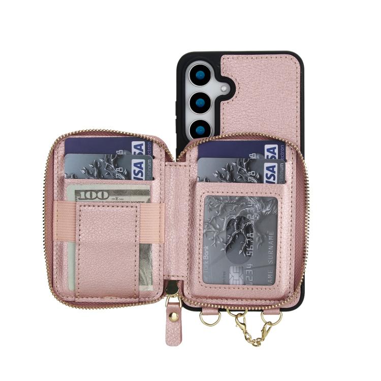 For Samsung Galaxy S24+ / S25+ 5G AwQuer 2 in 1 Crossbody Zipper Wallet Leather Back Phone Case