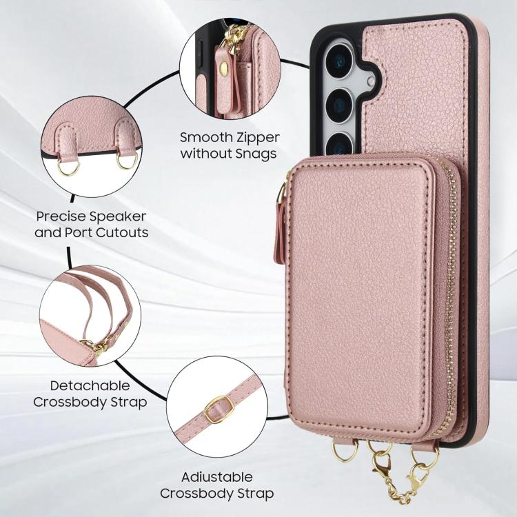 For Samsung Galaxy S24+ / S25+ 5G AwQuer 2 in 1 Crossbody Zipper Wallet Leather Back Phone Case