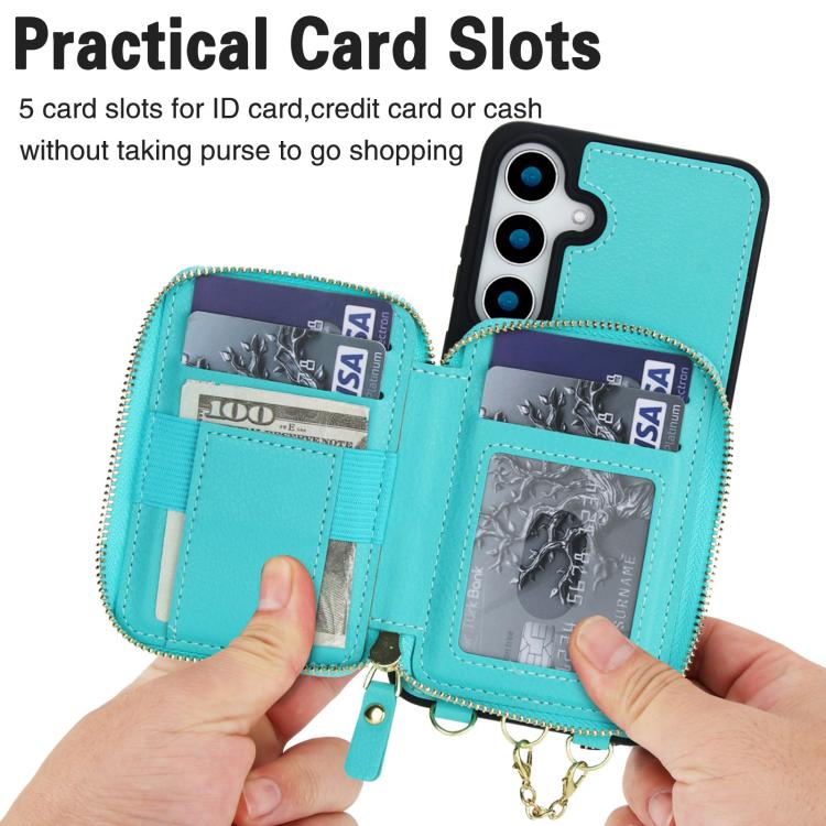 For Samsung Galaxy S24 FE 5G AwQuer 2 in 1 Crossbody Zipper Wallet Leather Back Phone Case