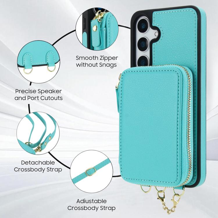 For Samsung Galaxy S24 FE 5G AwQuer 2 in 1 Crossbody Zipper Wallet Leather Back Phone Case