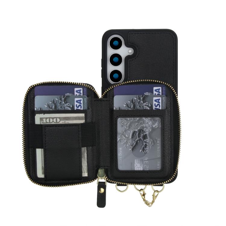 For Samsung Galaxy S23 FE 5G AwQuer 2 in 1 Crossbody Zipper Wallet Leather Back Phone Case