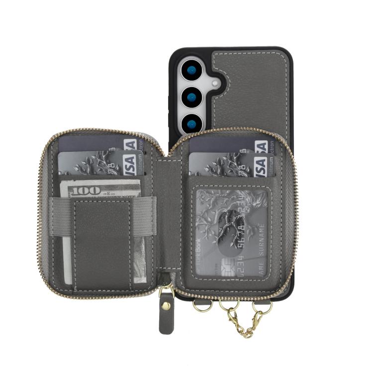 For Samsung Galaxy S23 FE 5G AwQuer 2 in 1 Crossbody Zipper Wallet Leather Back Phone Case
