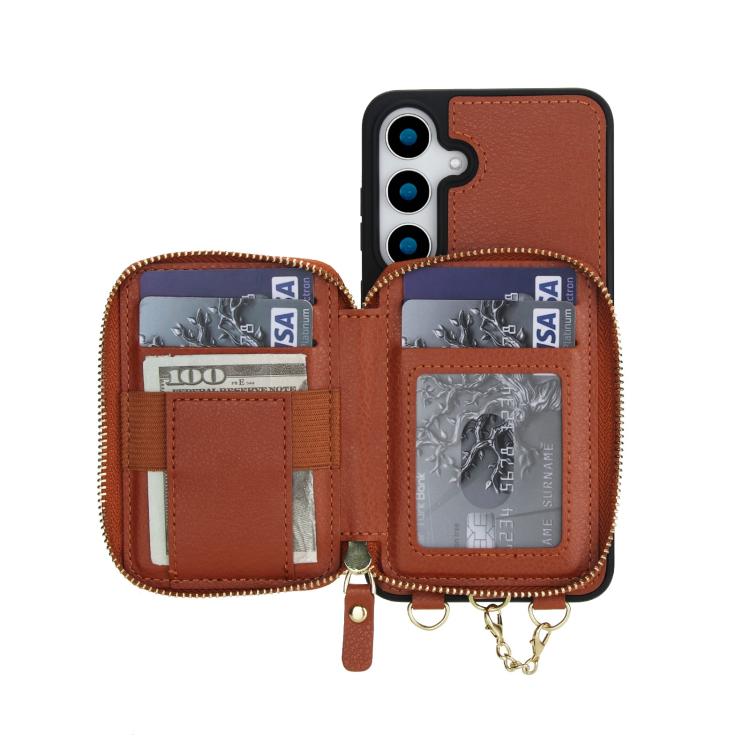 For Samsung Galaxy S23 FE 5G AwQuer 2 in 1 Crossbody Zipper Wallet Leather Back Phone Case