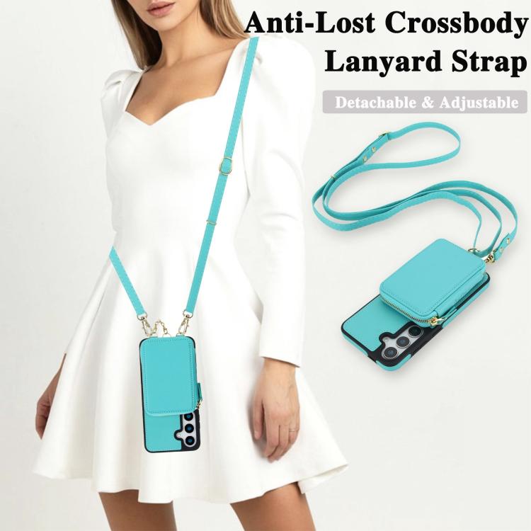 For Samsung Galaxy S25 FE 5G AwQuer 2 in 1 Crossbody Zipper Wallet Leather Back Phone Case