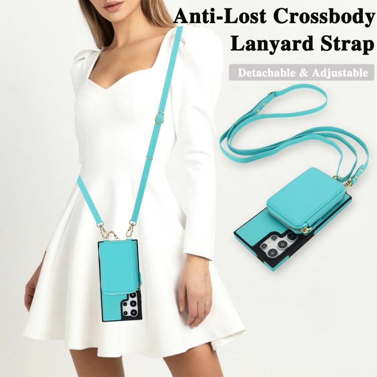 For Samsung Galaxy S24 Ultra 5G AwQuer 2 in 1 Crossbody Zipper Wallet Leather Back Phone Case