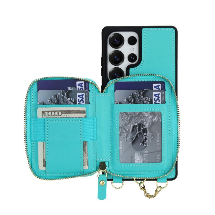For Samsung Galaxy S25 Ultra 5G AwQuer 2 in 1 Crossbody Zipper Wallet Leather Back Phone Case
