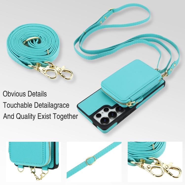 For Samsung Galaxy S25 Ultra 5G AwQuer 2 in 1 Crossbody Zipper Wallet Leather Back Phone Case