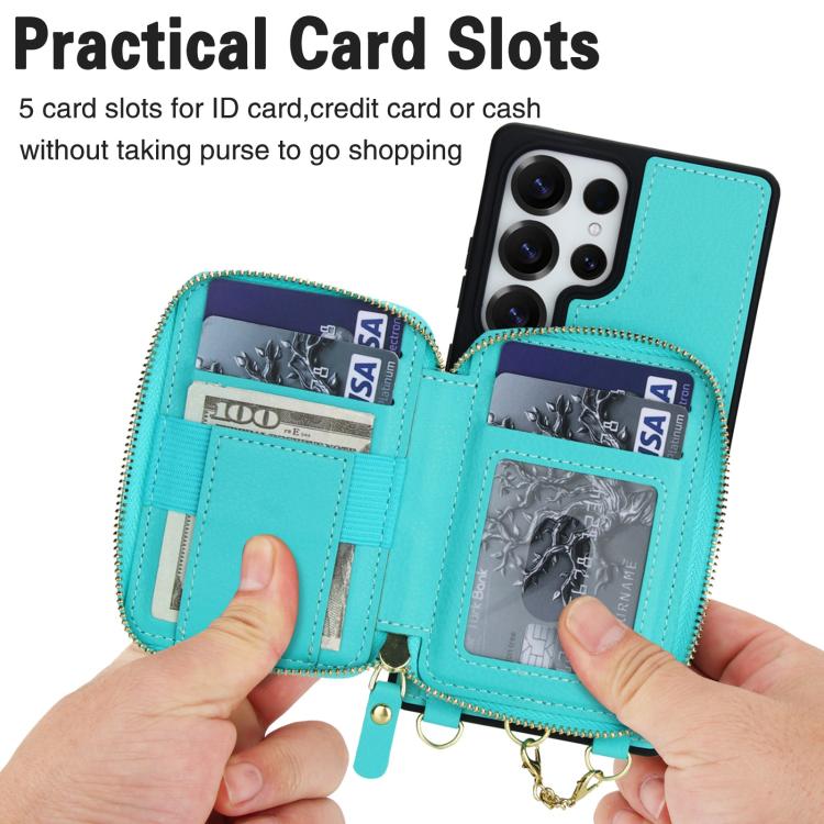 For Samsung Galaxy S25 Ultra 5G AwQuer 2 in 1 Crossbody Zipper Wallet Leather Back Phone Case