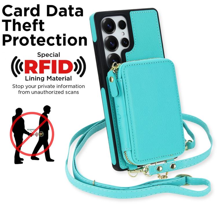 For Samsung Galaxy S25 Ultra 5G AwQuer 2 in 1 Crossbody Zipper Wallet Leather Back Phone Case