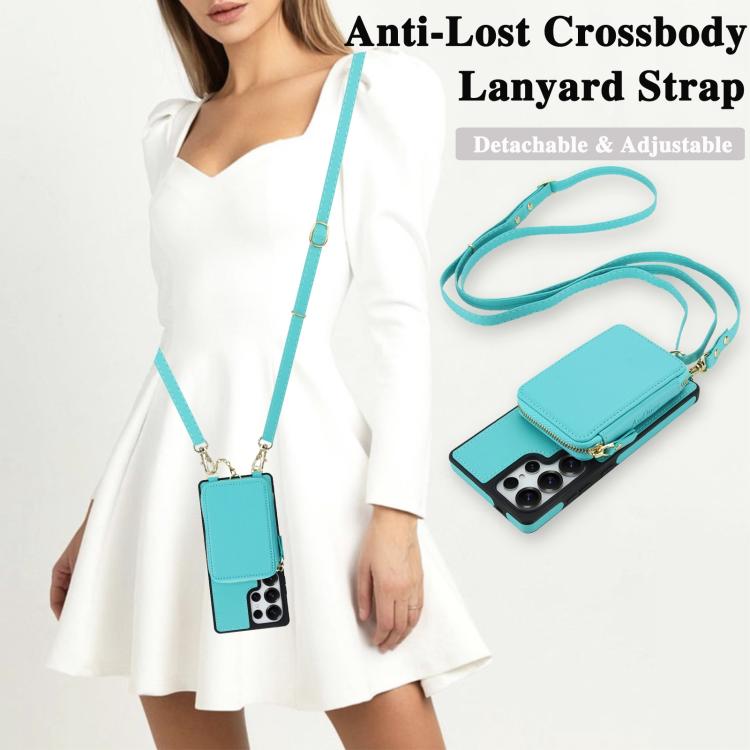 For Samsung Galaxy S25 Ultra 5G AwQuer 2 in 1 Crossbody Zipper Wallet Leather Back Phone Case
