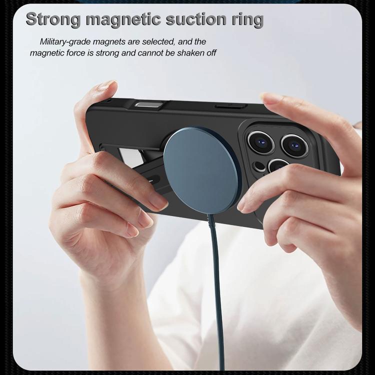 For iPhone 16 Pro Max Skin Feel MagSafe Phone Case with Holder