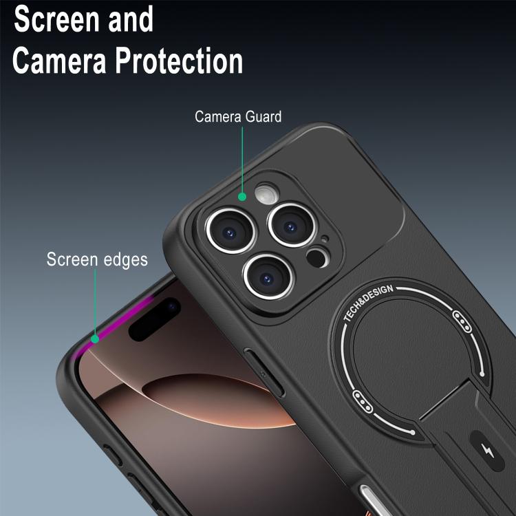 For iPhone 16 Pro Max Skin Feel MagSafe Phone Case with Holder