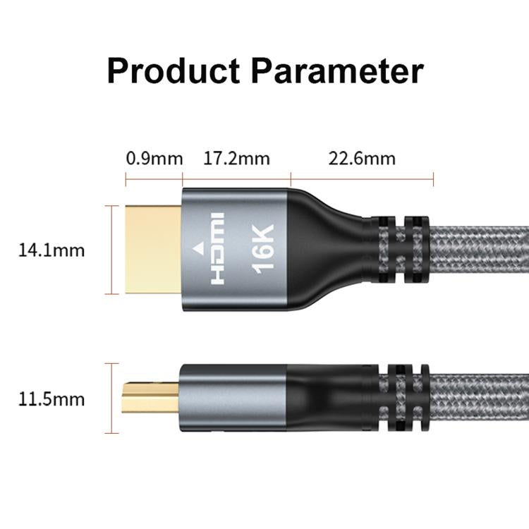 16K 60Hz 96Gbps HDMI 2.2 Ultra HD Video Adapter Cable for Connecting Desktop Computer Monitor, Length:1m