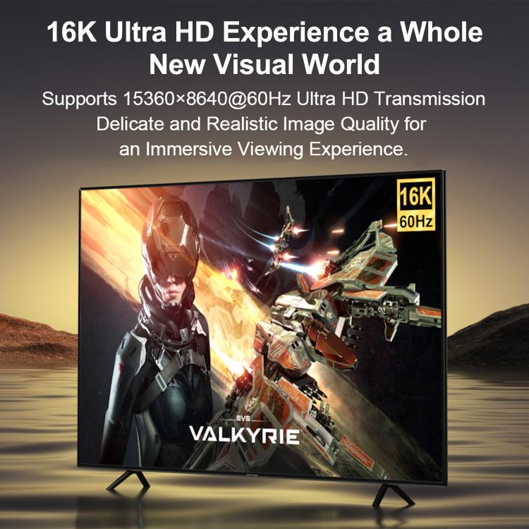 16K 60Hz 96Gbps HDMI 2.2 Ultra HD Video Adapter Cable for Connecting Desktop Computer Monitor, Length:2m