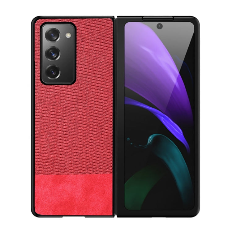 For Samsung Galaxy Z Fold2 5G Shockproof Splicing PU + Cloth Texture PC + TPU Protective Case