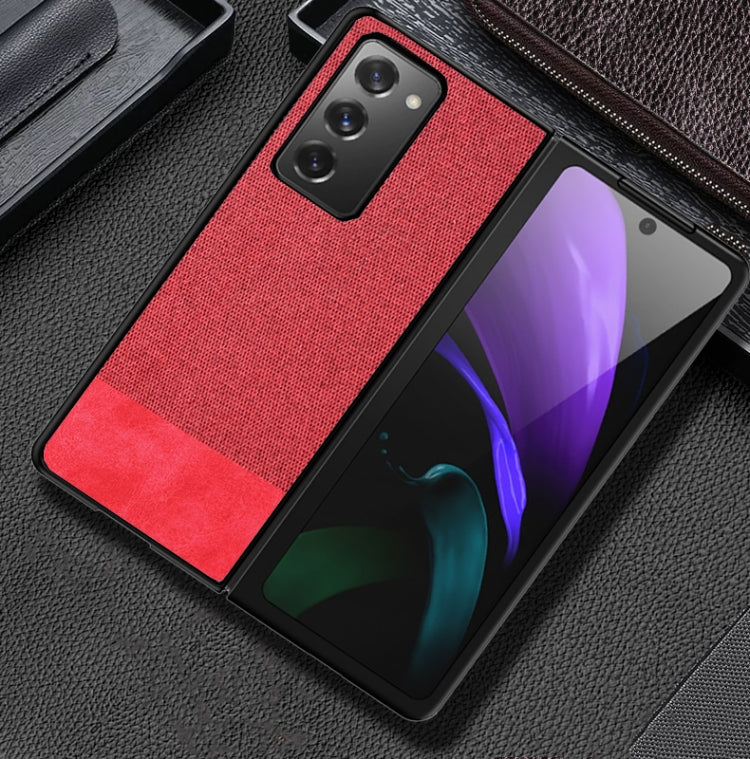 For Samsung Galaxy Z Fold2 5G Shockproof Splicing PU + Cloth Texture PC + TPU Protective Case