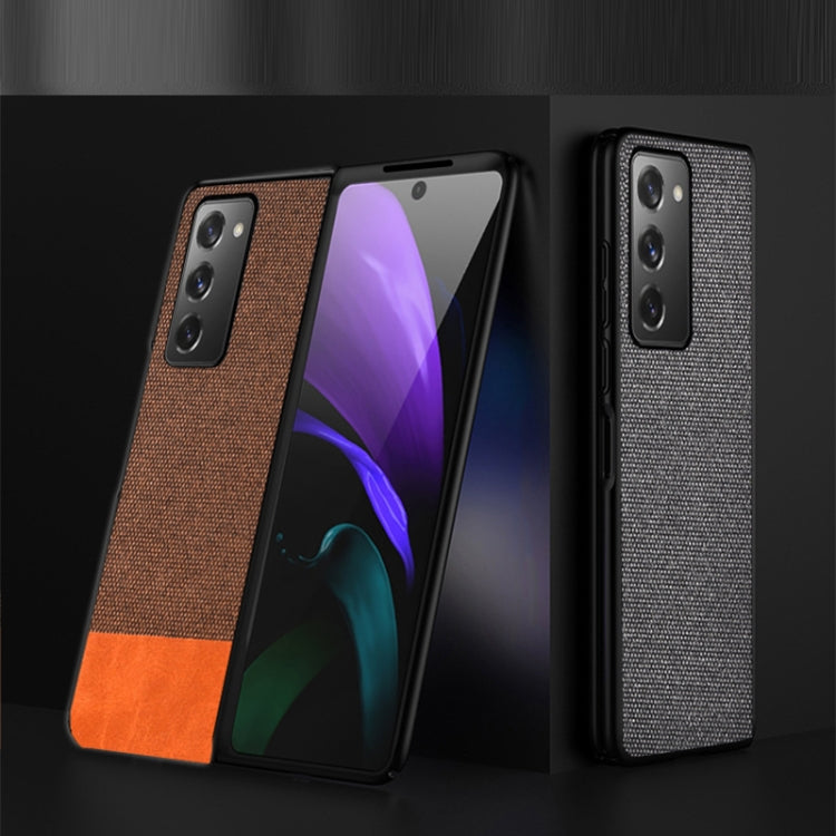 For Samsung Galaxy Z Fold2 5G Shockproof Splicing PU + Cloth Texture PC + TPU Protective Case