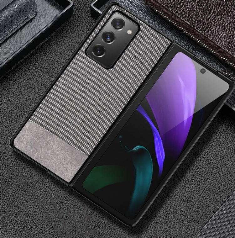 For Samsung Galaxy Z Fold2 5G Shockproof Splicing PU + Cloth Texture PC + TPU Protective Case