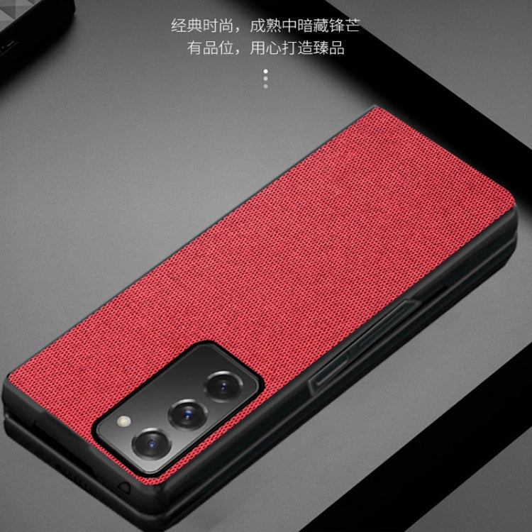 For Samsung Galaxy Z Fold2 5G Shockproof Splicing PU + Cloth Texture PC + TPU Protective Case