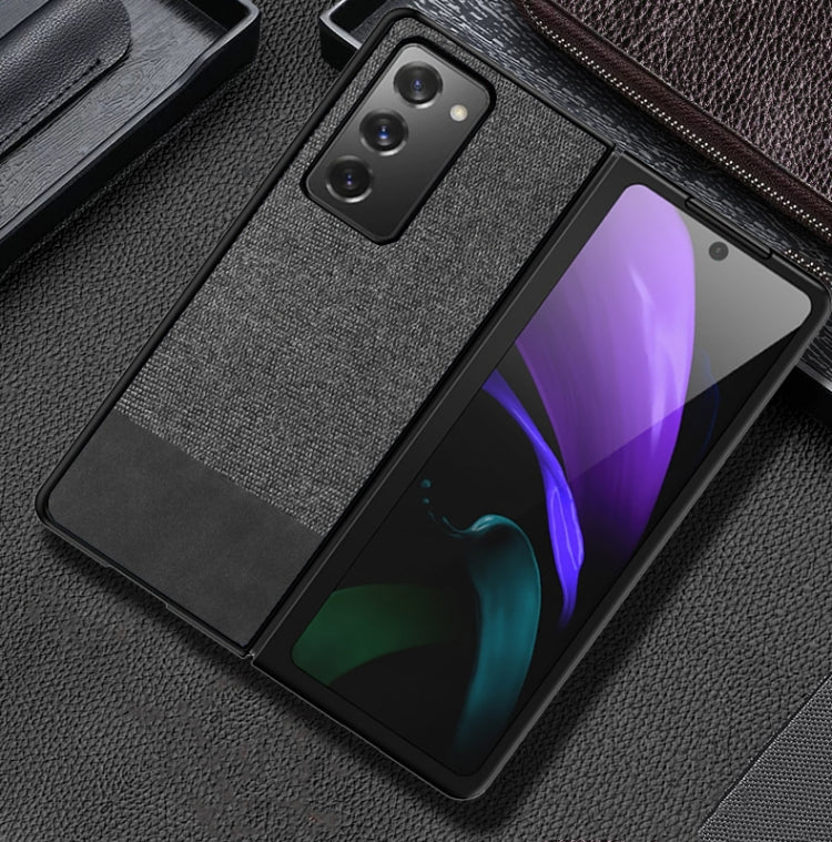 For Samsung Galaxy Z Fold2 5G Shockproof Splicing PU + Cloth Texture PC + TPU Protective Case