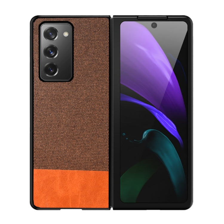 For Samsung Galaxy Z Fold2 5G Shockproof Splicing PU + Cloth Texture PC + TPU Protective Case