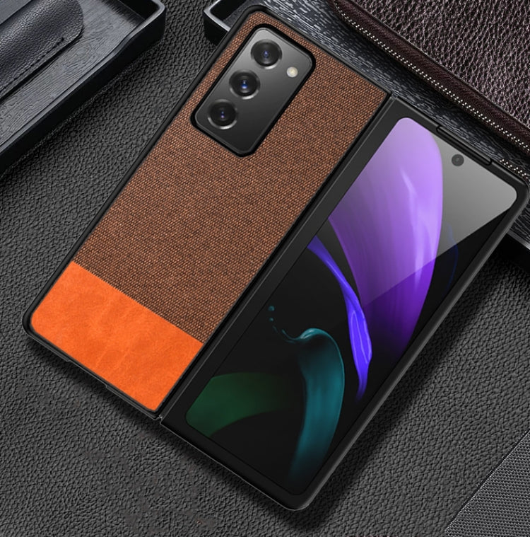 For Samsung Galaxy Z Fold2 5G Shockproof Splicing PU + Cloth Texture PC + TPU Protective Case