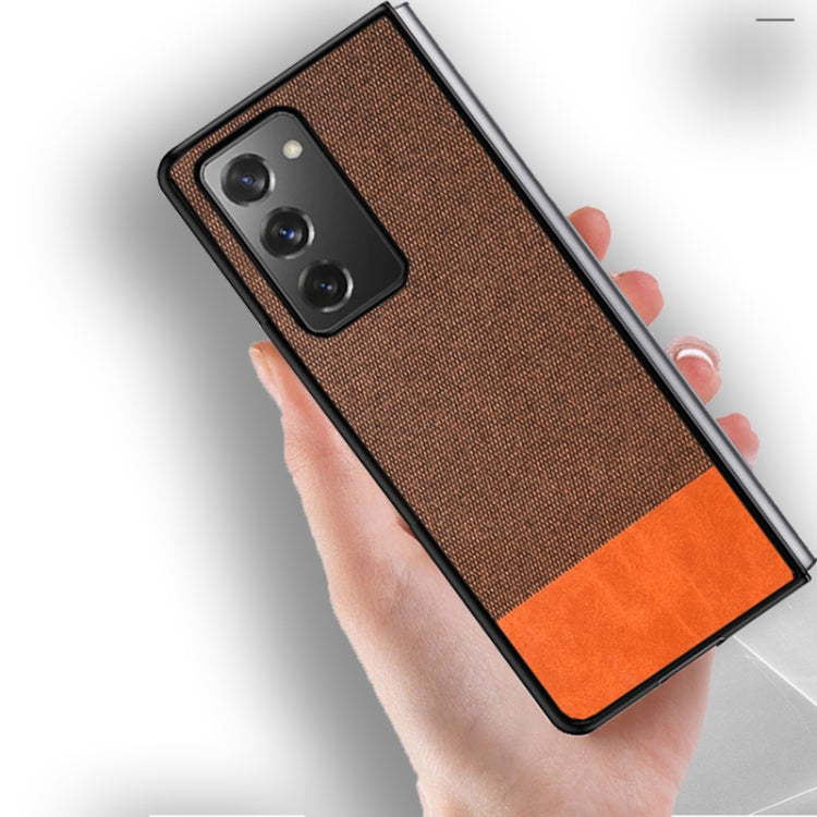 For Samsung Galaxy Z Fold2 5G Shockproof Splicing PU + Cloth Texture PC + TPU Protective Case