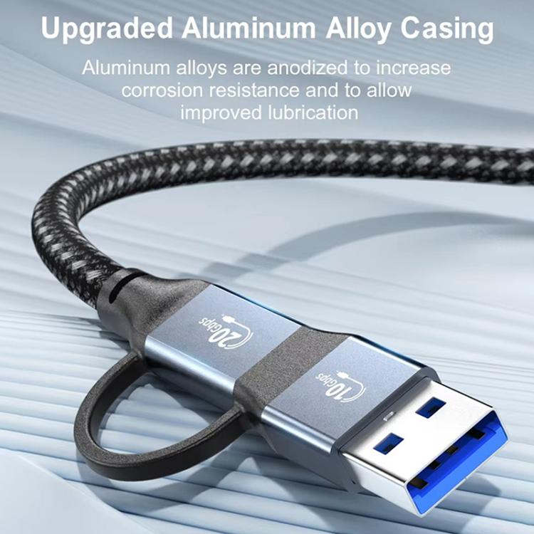 PD100W 20Gbps USB-C / Type-C to USB 3.2, Type-C 2 in 1 Multi-Functional Data Transfer Charging Cable, Length:1m