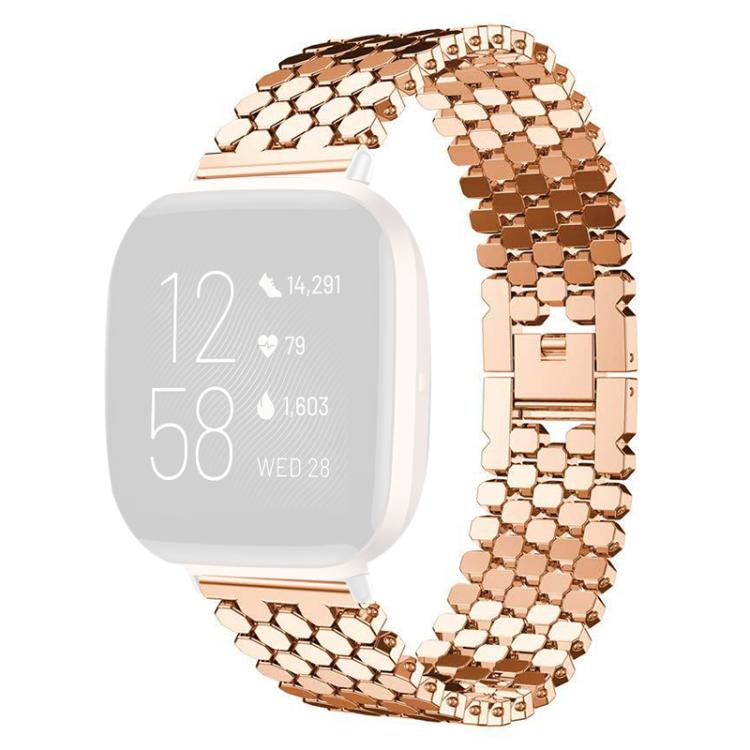 For Fitbit Versa 2/Versa/Versa Lite xDfind Fish Scale Texture Metal Watch Band