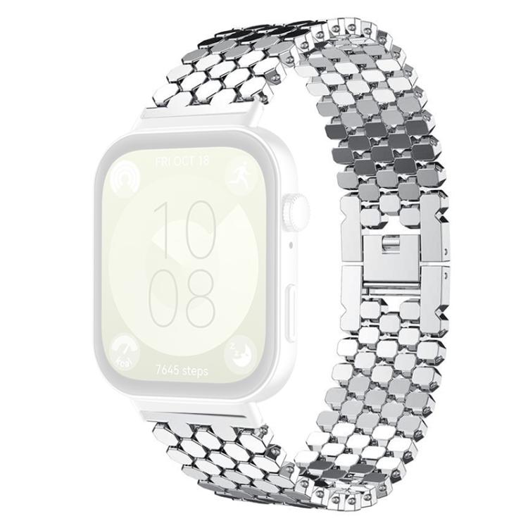 For Huawei Watch Fit4 / Fit4 Pro / Fit3 xDfind Fish Scale Texture Metal Watch Band