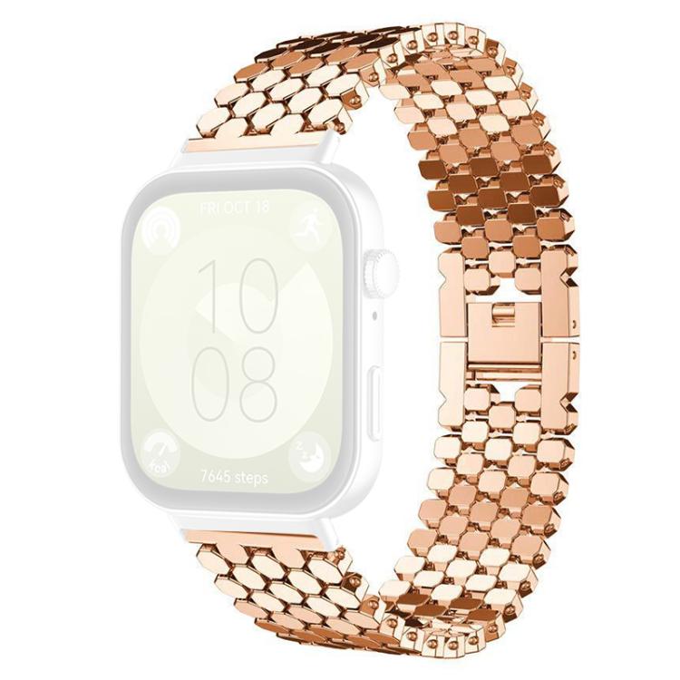 For Huawei Watch Fit4 / Fit4 Pro / Fit3 xDfind Fish Scale Texture Metal Watch Band