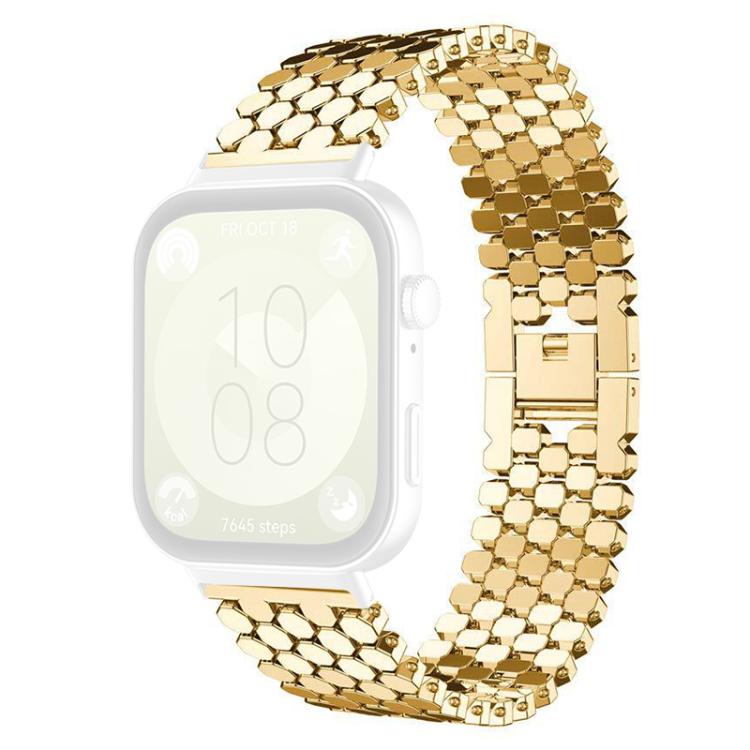 For Huawei Watch Fit4 / Fit4 Pro / Fit3 xDfind Fish Scale Texture Metal Watch Band