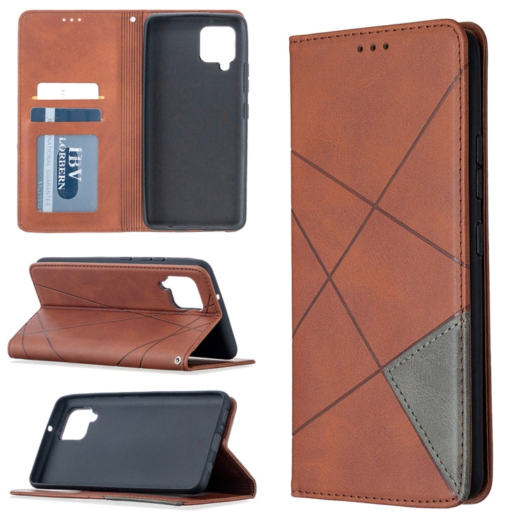 For Samsung Galaxy A42 5G Rhombus Texture Horizontal Flip Magnetic Leather Case with Holder & Card Slots & Wallet